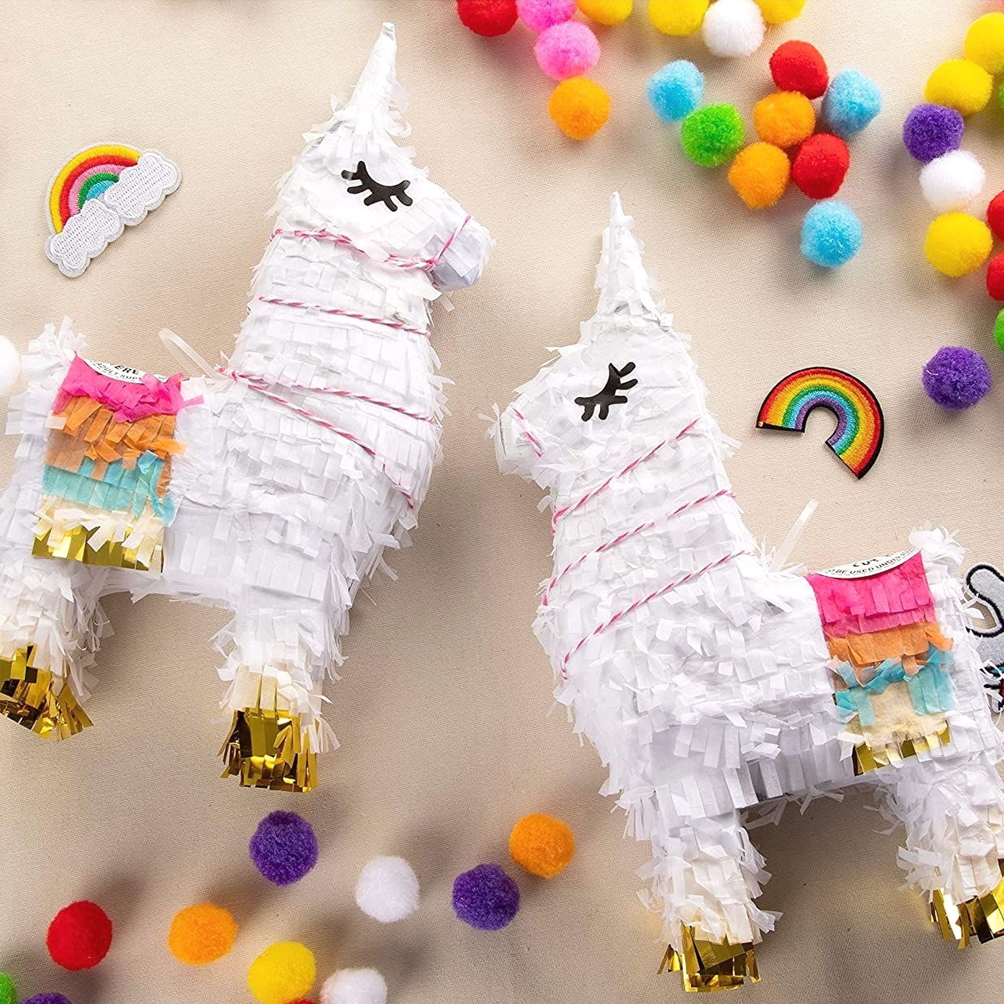 Juvale 3 Pack Mini Llama Pinata - 4.9 x 2.1 x 10.2 in. Multicolor Corrugated Paper & Gold Tissue Accents - Llama Table Decor & Party Supplies - Easy to Fill With Candy & Confetti - Ages 3-14