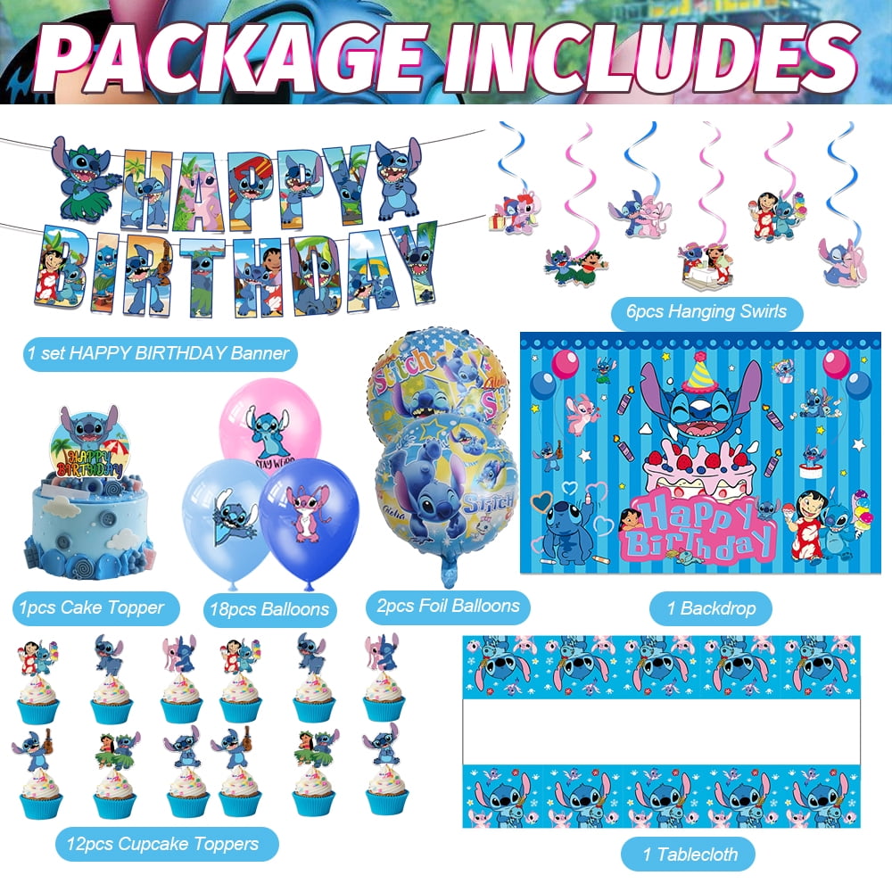 Blue Hawaiian Birthday Decorations Birthday Banner,Backdrop,Tablecloth ,Hanging Swirls,Balloons,Cake Topper,Cupcake Toppers for Summer Birthday Party Decorations Party Supplies Party Favors