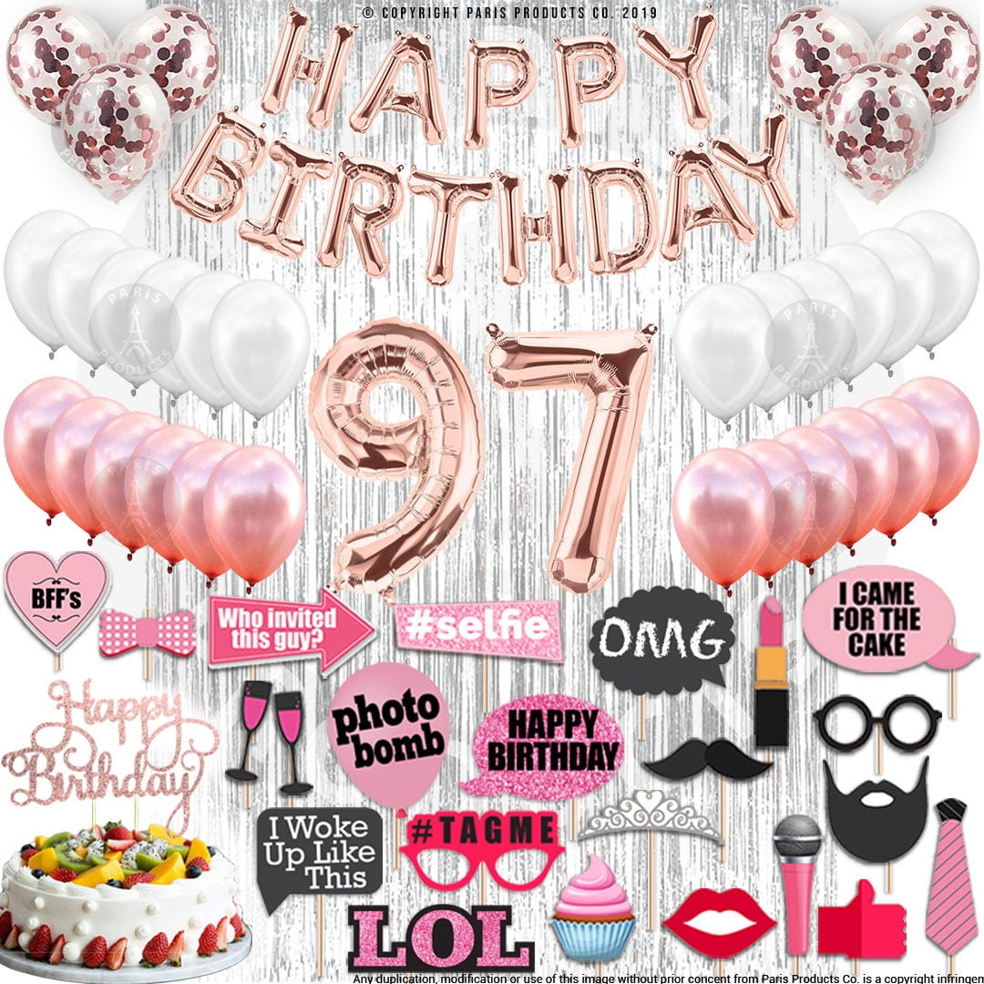 4th Birthday Decorations Party Supplies, Rose Gold 4Number Balloons 4th Foil Mylar Balloons Latex Balloon Decoration 4th Birthday Gifts