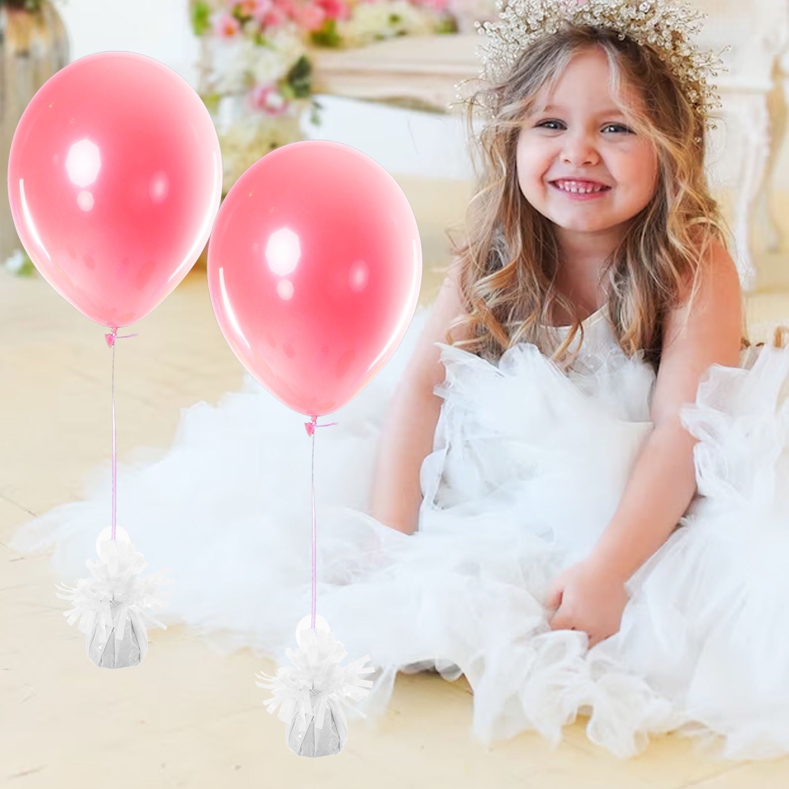 PTOOTP 6Pcs Balloon Weighted Base Decorative Shape White PVC Cement