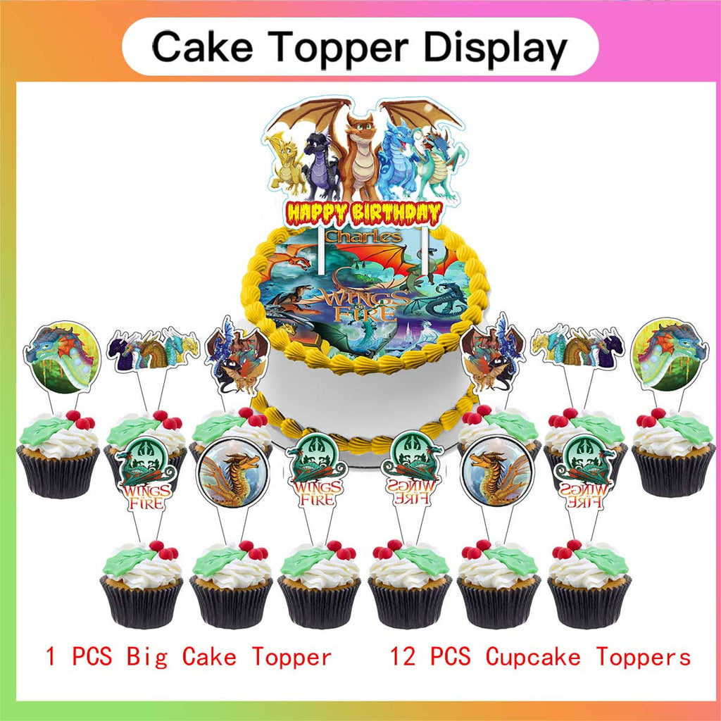 Wings of Fire Party Decor Plates Cake Topper Balloons Banner Backdrop Supplies Decorations Tableware
