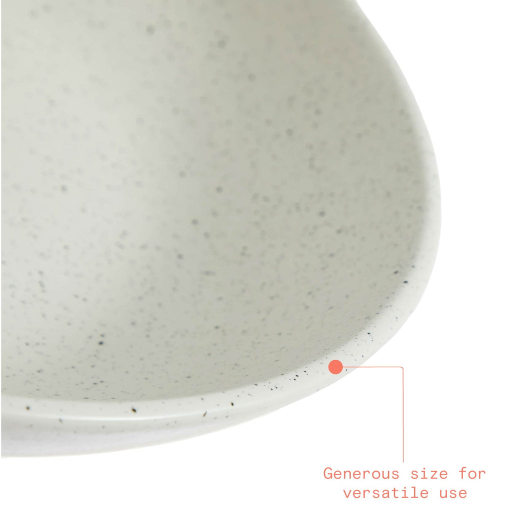 Beautiful 12" Round Speckled White Ceramic Bowl by Drew Barrymore