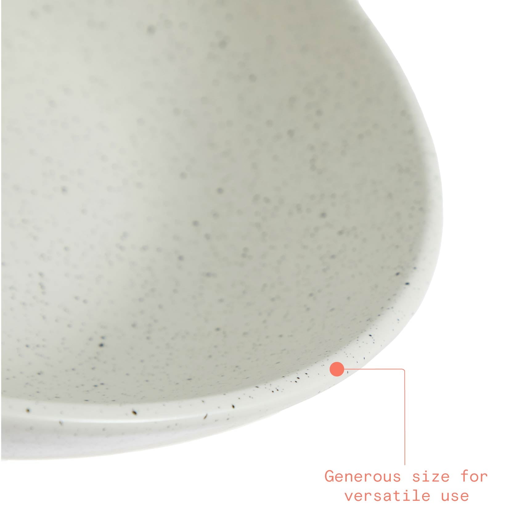 Beautiful 12" Round Speckled White Ceramic Bowl by Drew Barrymore