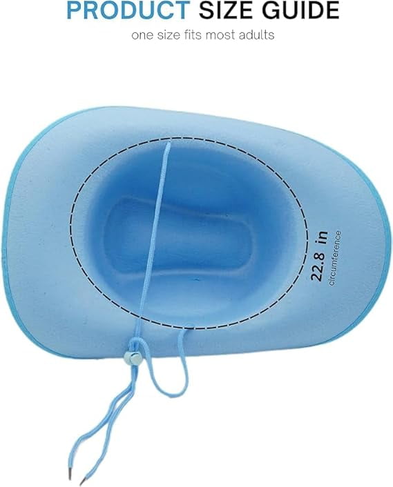 4E's Novelty Light Blue Cowboy Hat with Heart-Shaped Glasses – Western Party Accessories
