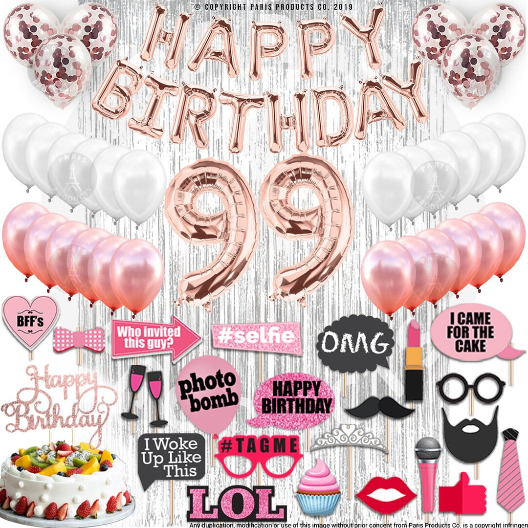 4th Birthday Decorations Party Supplies, Rose Gold 4Number Balloons 4th Foil Mylar Balloons Latex Balloon Decoration 4th Birthday Gifts