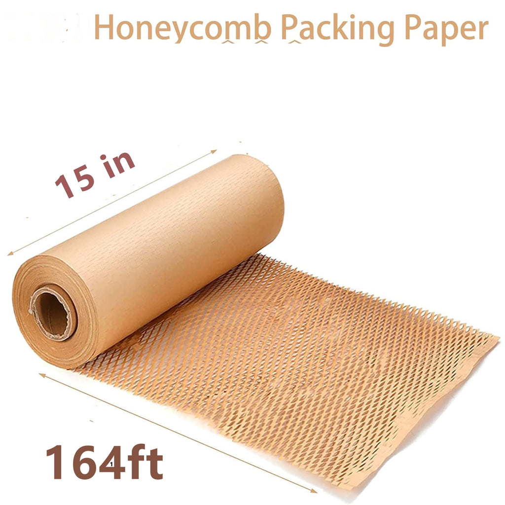 Honeycomb Packing Paper,15in Wx 164ft L Bubble Cushioning Wrap for Moving，Biodegradable Gifts Wrapping Paper