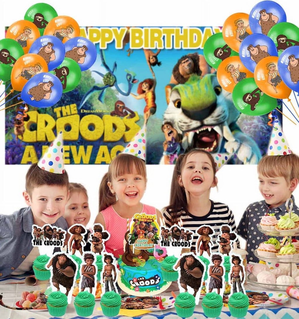 The Croods Birthday Party Supplies Balloons Plates Decoration Cake Topper Decor Tableware Banner Backdrop