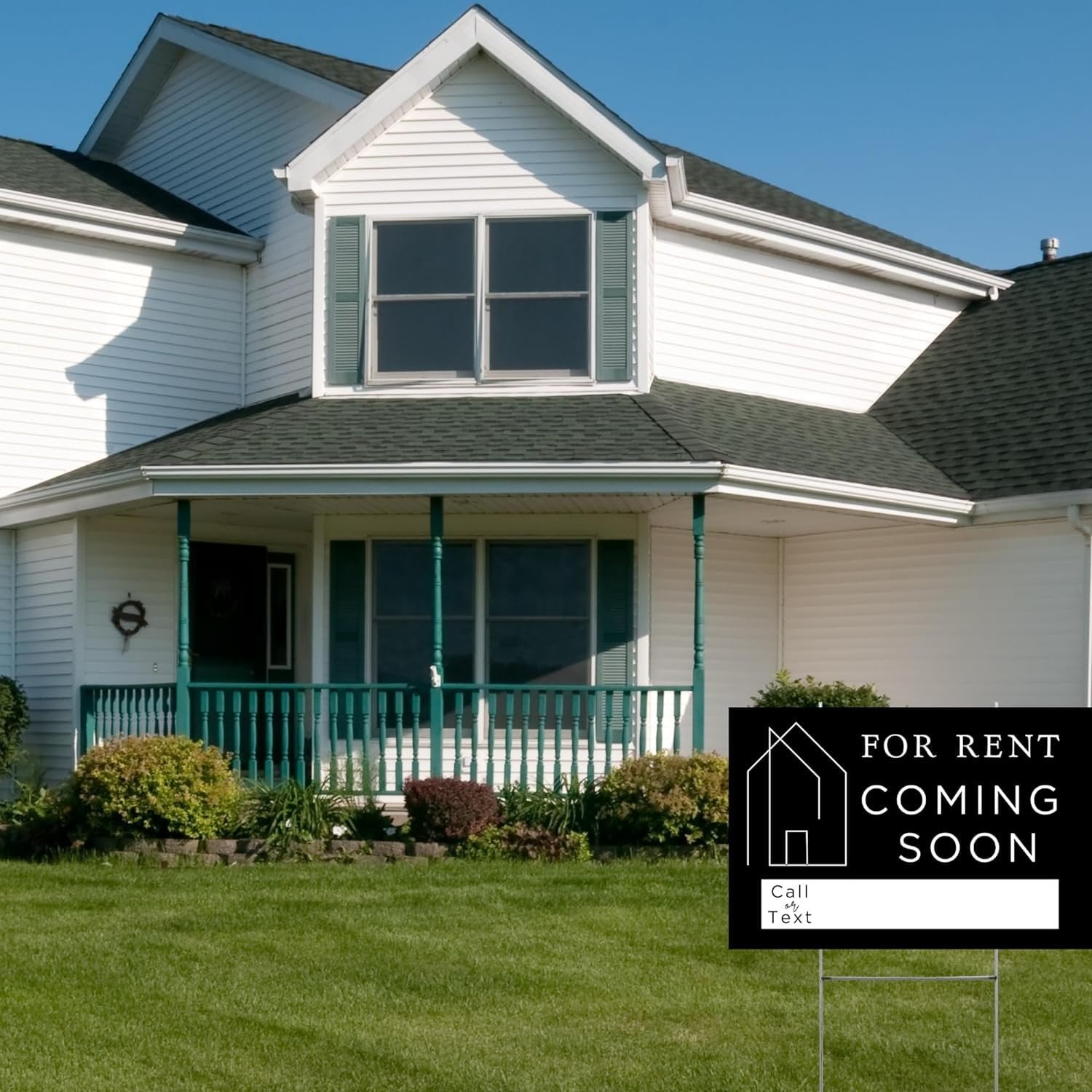 Coming Soon For Rent Real Estate Sign for Home  12 x 18 Yard Sign with H Frame Stake Home for Sale Double Sided Open House Realtor For Rent by Owner Classy White Minimalist Modern