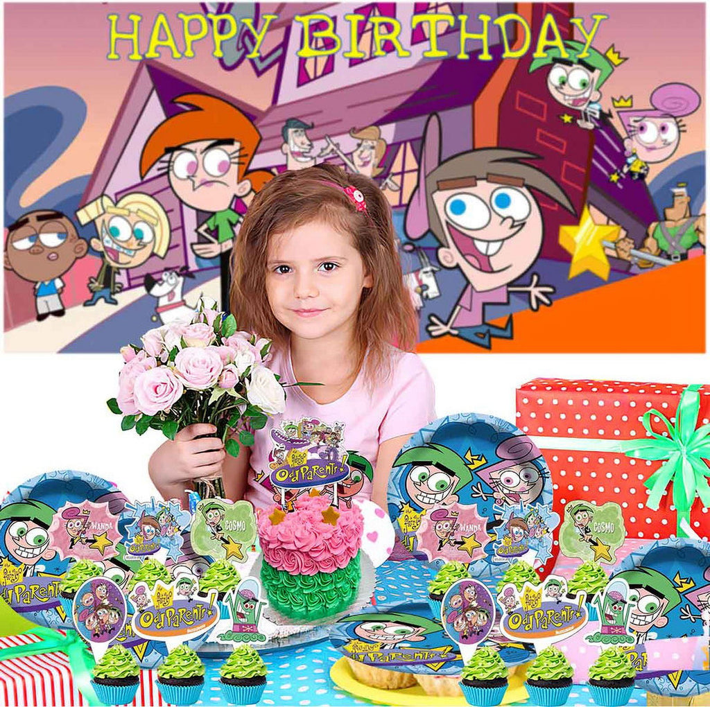 The Fairly OddParents Balloons Tableware Party Supplies Decor Birthday Cake Topper Decorations Tapestry Decor