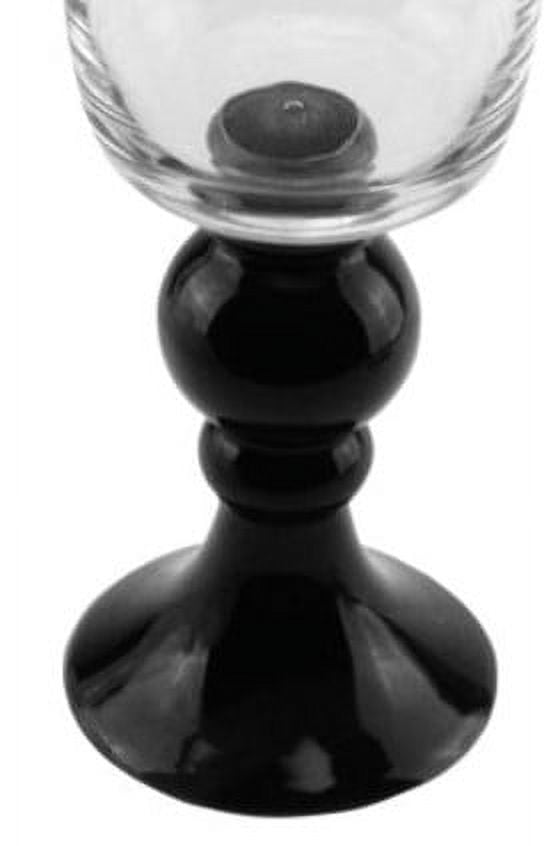 23.5" Clear and Jet Black Glass Pedestal Style Flower Vase