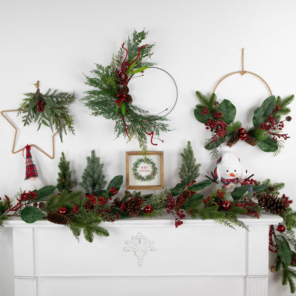 Pinecones and Berries Artificial Christmas Garland - 6' x 8" - Unlit