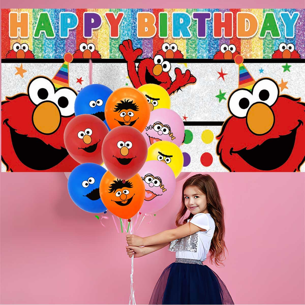 Elmo Birthday Party Supplies Balloons Paper Plates Decoration Cake Topper Decor Tableware Banner Backdrop