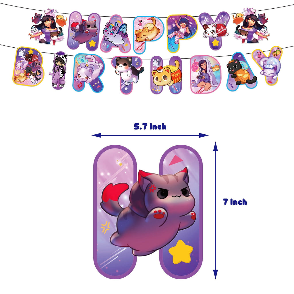 Aphmau Birthday Party Flag Balloon Cake Plug Party Decoration Supplies