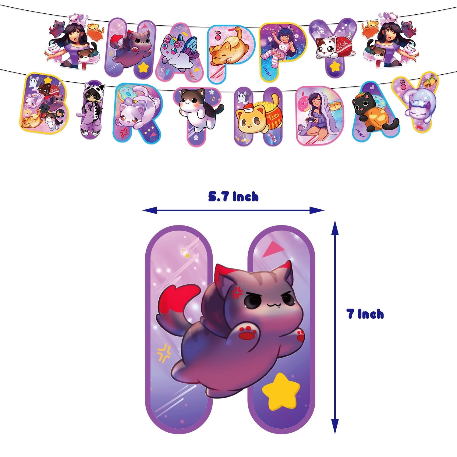 Aphmau Birthday Party Flag Balloon Cake Plug Party Decoration Supplies