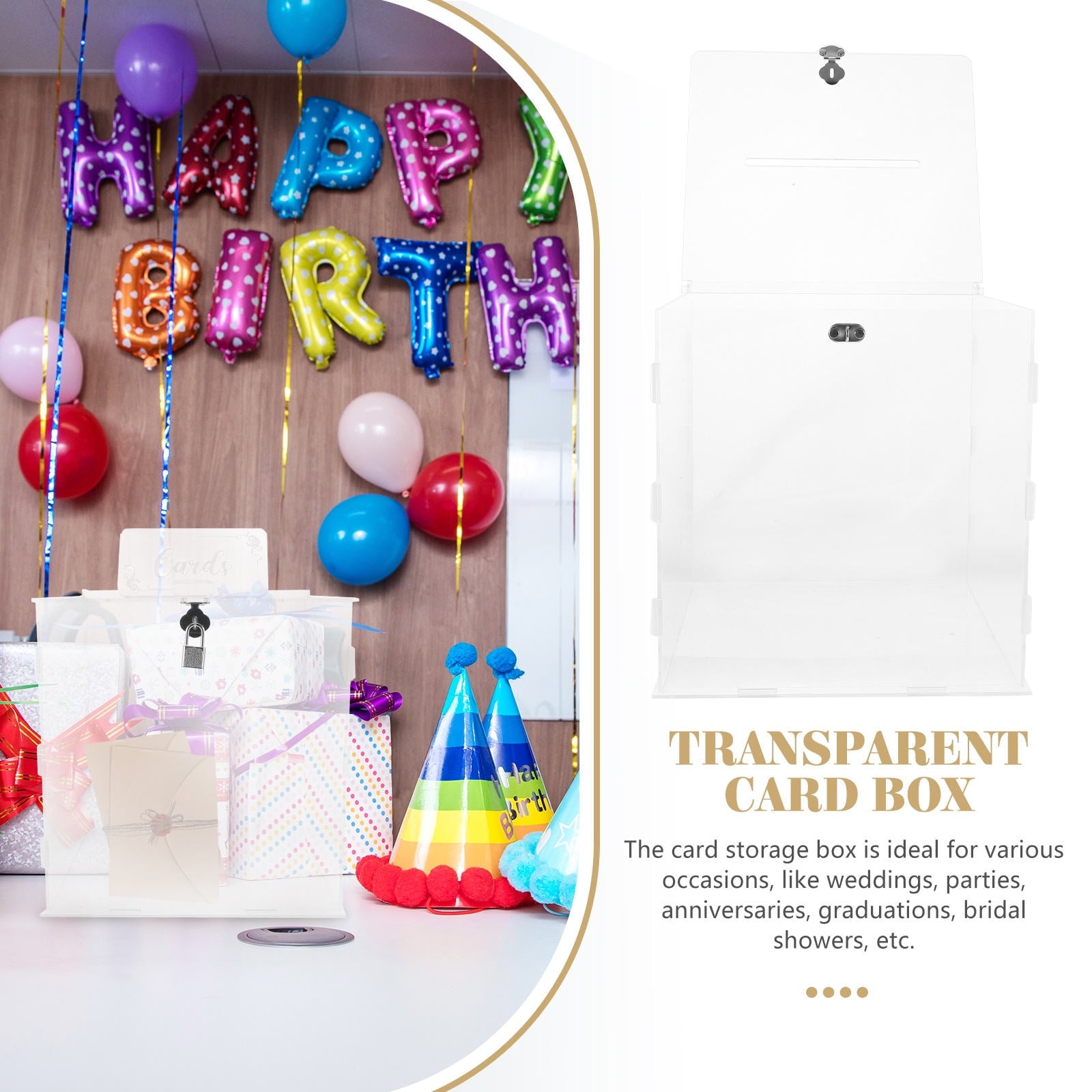 IDEANATEGRATE Wedding Card Holder Acrylic Square For Receptions 1Pcs 9.82x9.82x9.82 In
