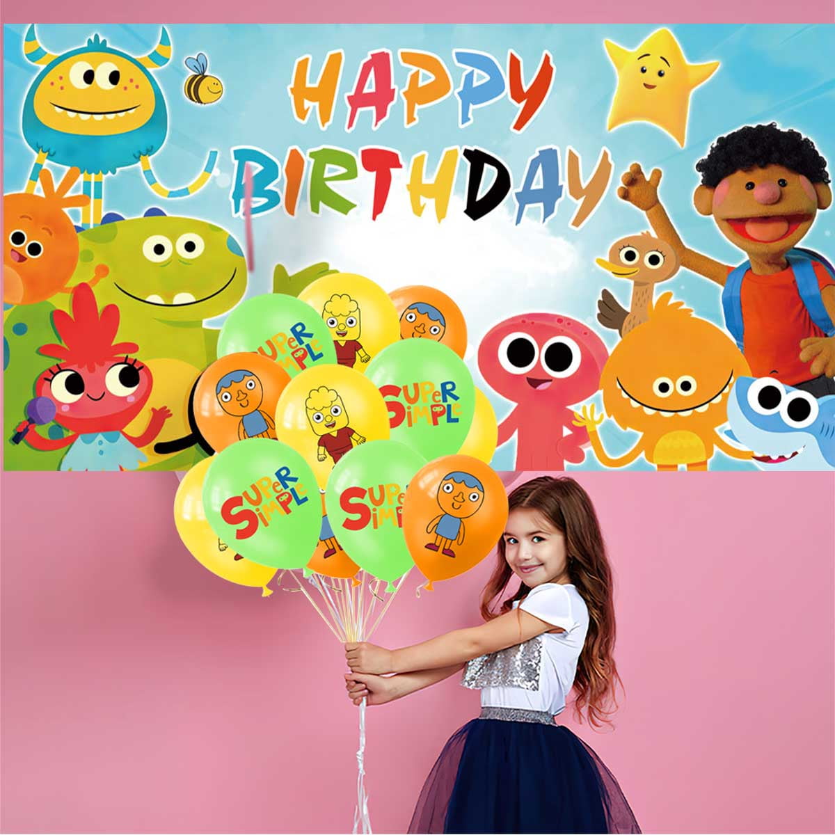 Super Simple Songs Party Decorations Plates Tableware Banner Backdrop Balloons Birthday Decor Cake Topper Fans