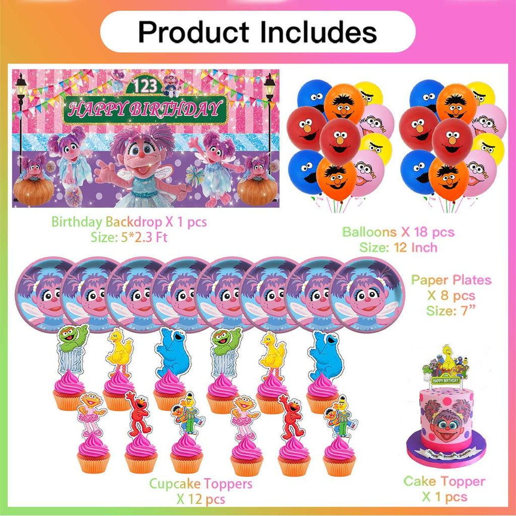 Abby Cadabby Birthday Party Supplies Balloons Paper Plates Decoration Cake Topper Decor Tableware Banner Backdrop