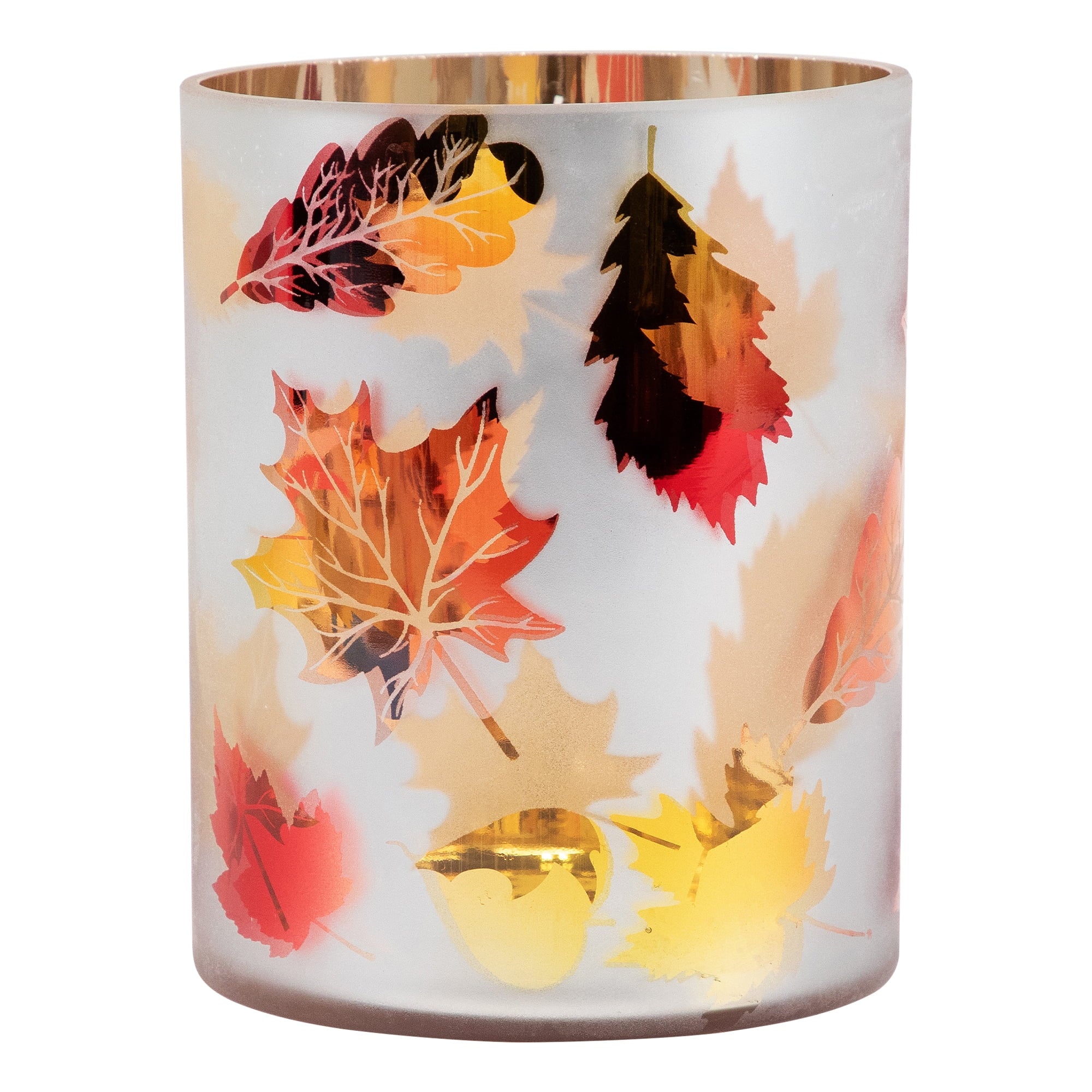 Northlight Autumn Leaves Glass Votive Candle Holder - 6"