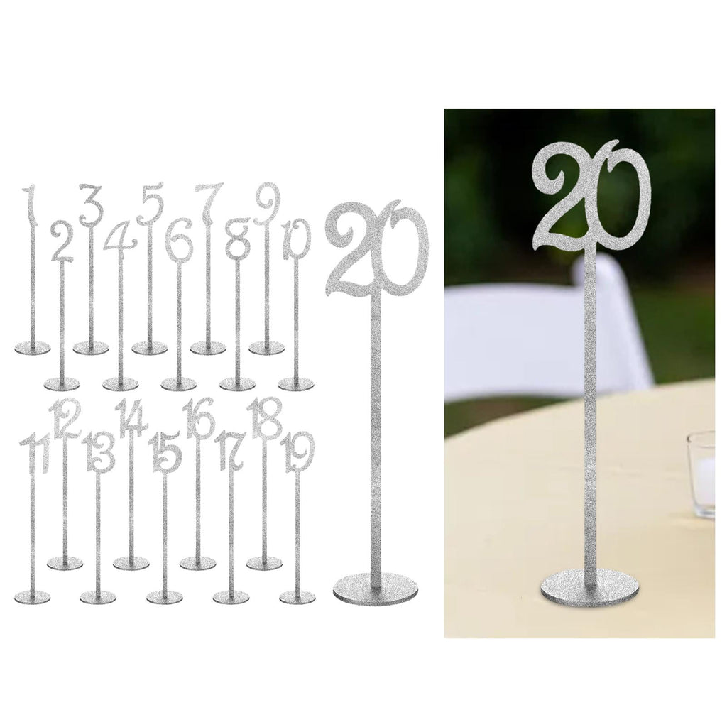 GUOOL Table Numbers, Decorative Table Number Holders, Wood Table Number Cards with Base, Place Card Holders for Wedding Anniversary 20pcs