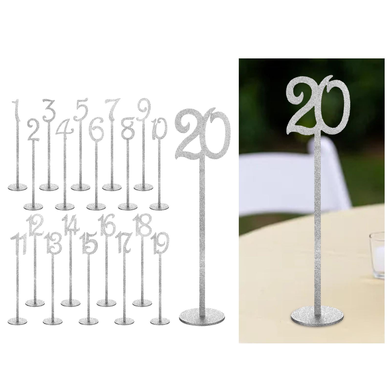 GUOOL Table Numbers, Decorative Table Number Holders, Wood Table Number Cards with Base, Place Card Holders for Wedding Anniversary 20pcs