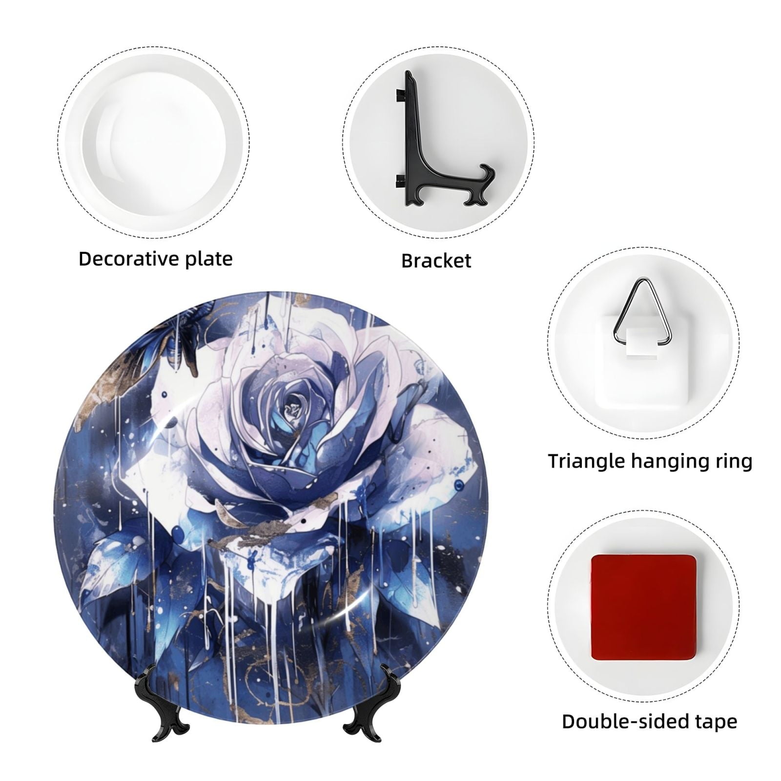 Decorative Plates – Bone China Wall & Table Decor - Skull Flower Rose Floral Butterfly Spooky Gothic - 6in