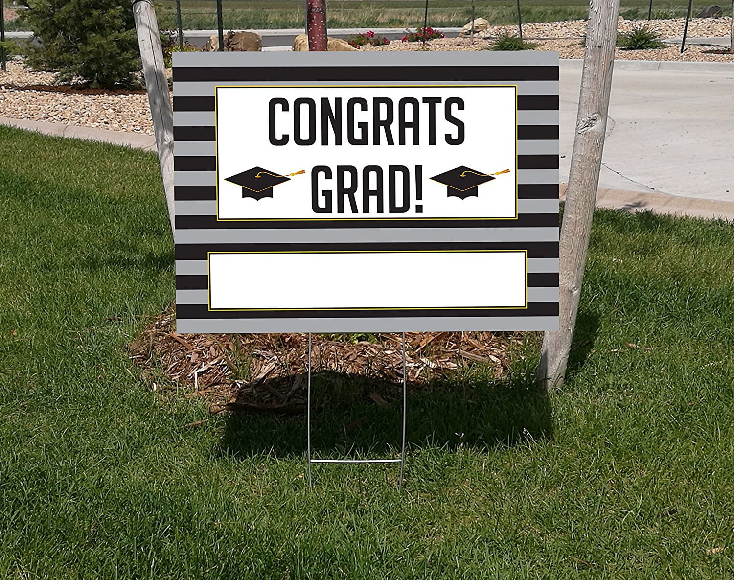 24x18 Congrats Grad Lawn Sign with 6x24 Yard Stakes (3)