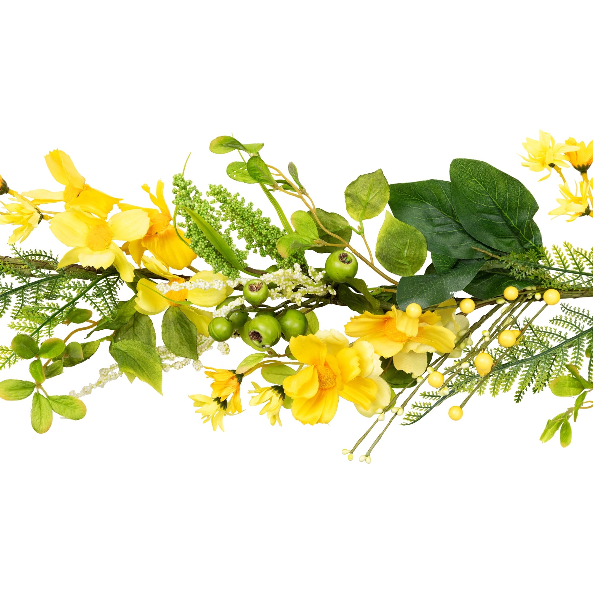 Northlight 5' Yellow Daisy and Berry Floral Spring Garland