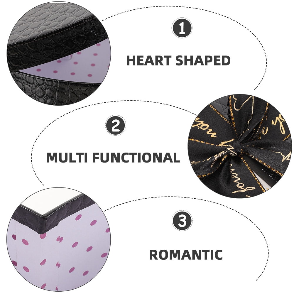 Heart Shaped Gift Box Boxes for Presents White Chocolate Cards Black
