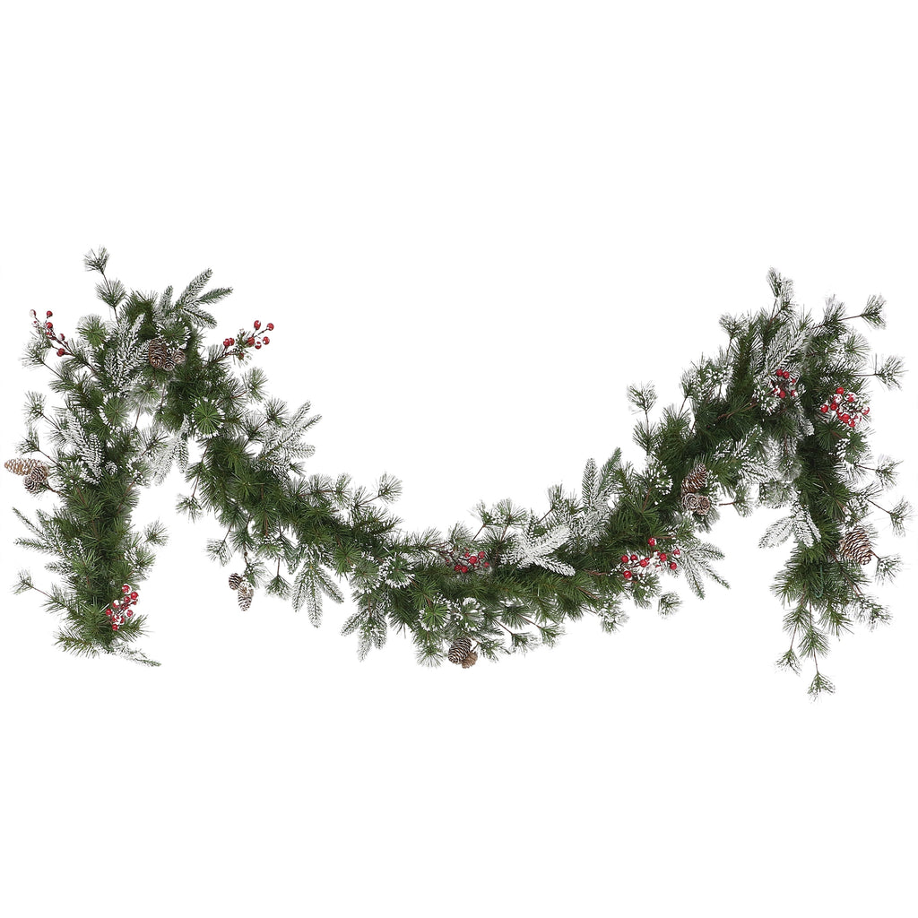 9ft x 10in PE/PVC Decorated Garland 220 Tips Pine Cones & Berries