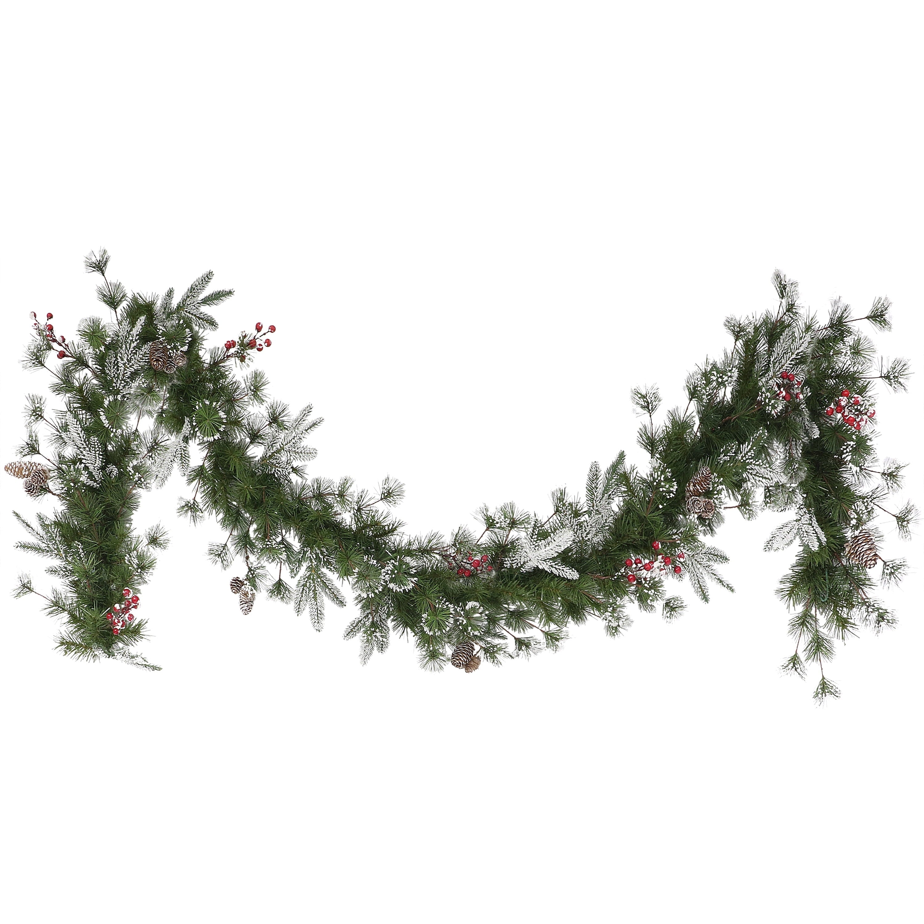 9ft x 10in PE/PVC Decorated Garland 220 Tips Pine Cones & Berries