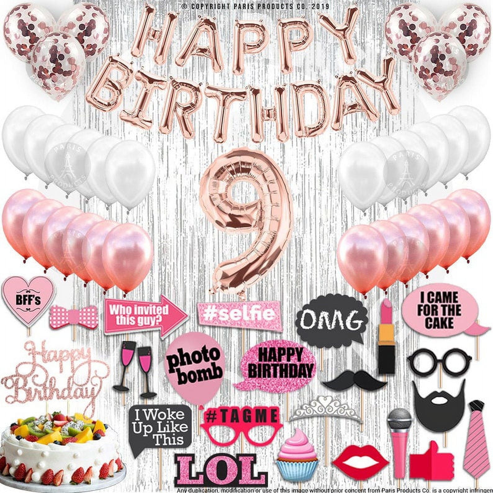 4th Birthday Decorations Party Supplies, Rose Gold 4Number Balloons 4th Foil Mylar Balloons Latex Balloon Decoration 4th Birthday Gifts
