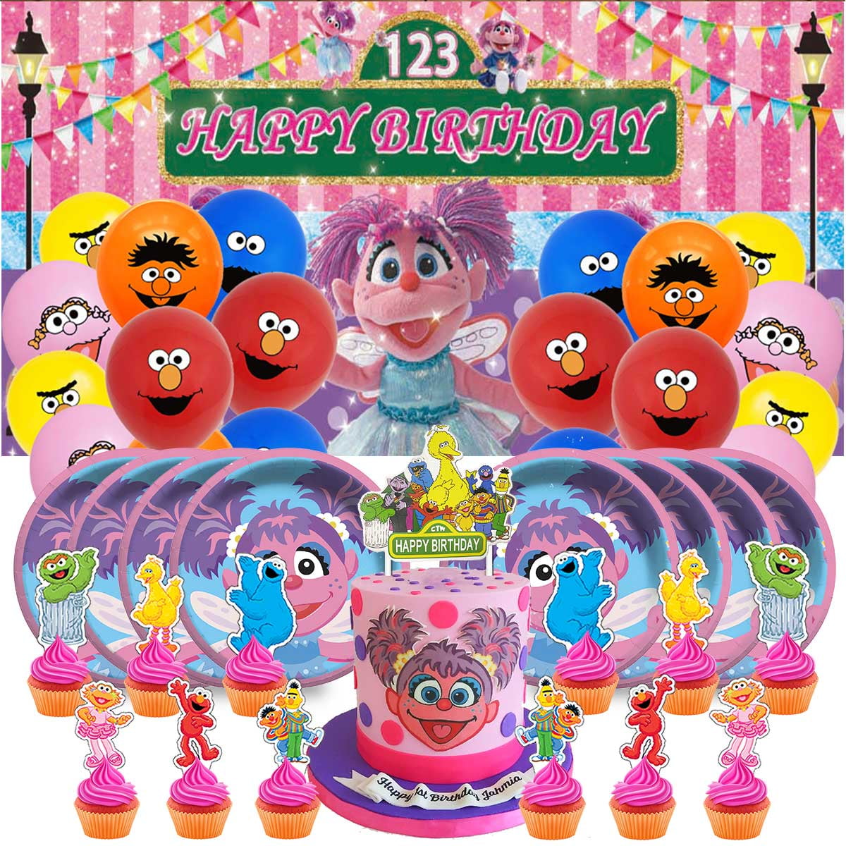 Abby Cadabby Birthday Party Supplies Balloons Paper Plates Decoration Cake Topper Decor Tableware Banner Backdrop