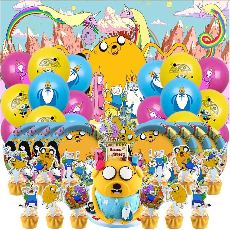 Adventure Time Balloons Party Supplies Decor Tableware Birthday Cake Topper Decorations Banner Backdrop