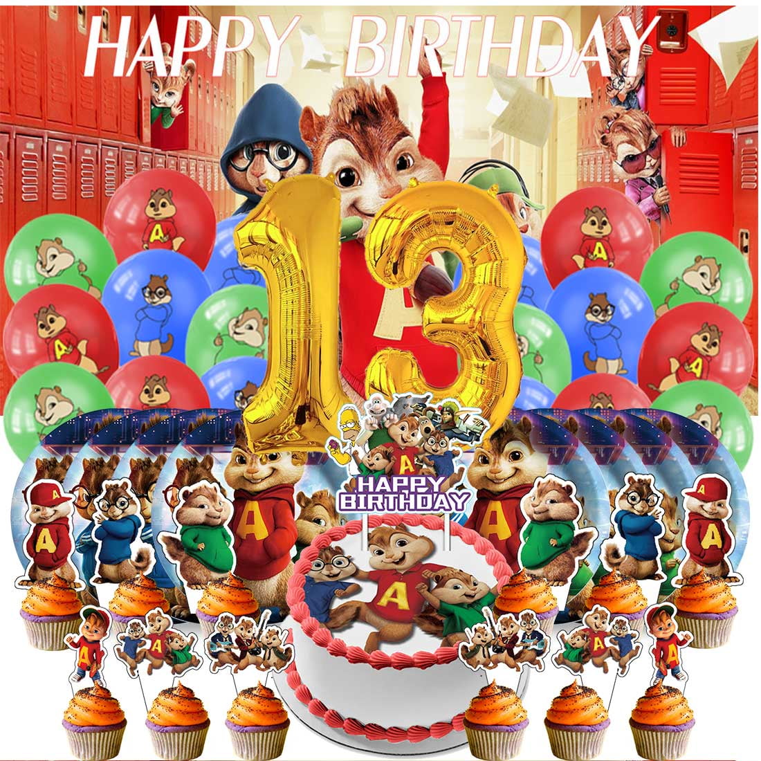 Alvin and The Chipmunks Balloons Party Supplies 1st Decor Tableware Birthday Cake Topper Decorations Banner Backdrop