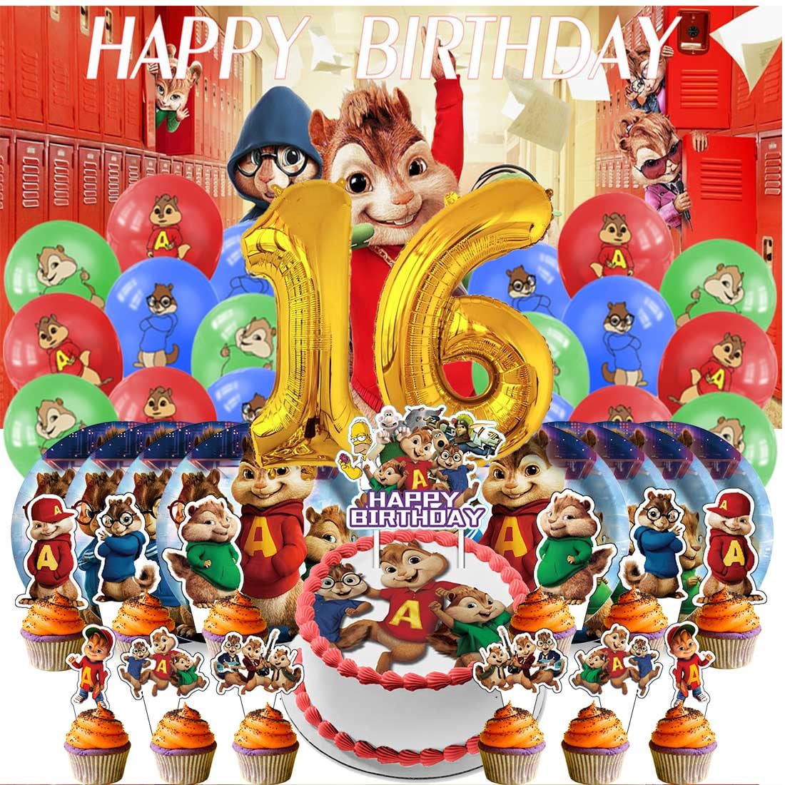 Alvin and The Chipmunks Balloons Party Supplies 1st Decor Tableware Birthday Cake Topper Decorations Banner Backdrop