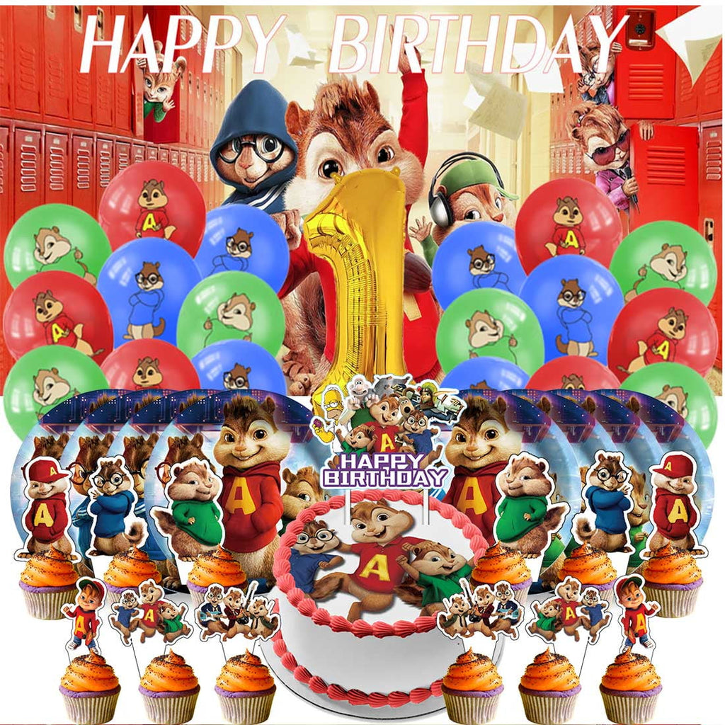 Alvin and The Chipmunks Balloons Party Supplies 1st Decor Tableware Birthday Cake Topper Decorations Banner Backdrop