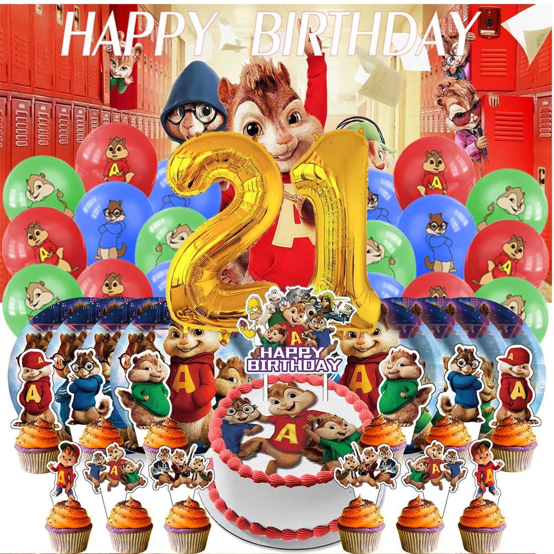 Alvin and The Chipmunks Balloons Party Supplies 1st Decor Tableware Birthday Cake Topper Decorations Banner Backdrop