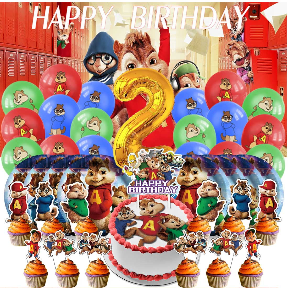 Alvin and The Chipmunks Balloons Party Supplies 1st Decor Tableware Birthday Cake Topper Decorations Banner Backdrop