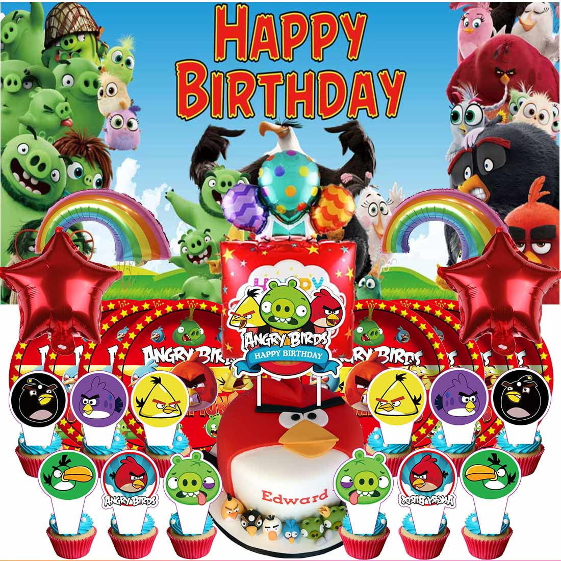 Angry Birds Party Supplies Decor Tableware Backdrop Banner Cake Topper Balloons Birthday Decorations