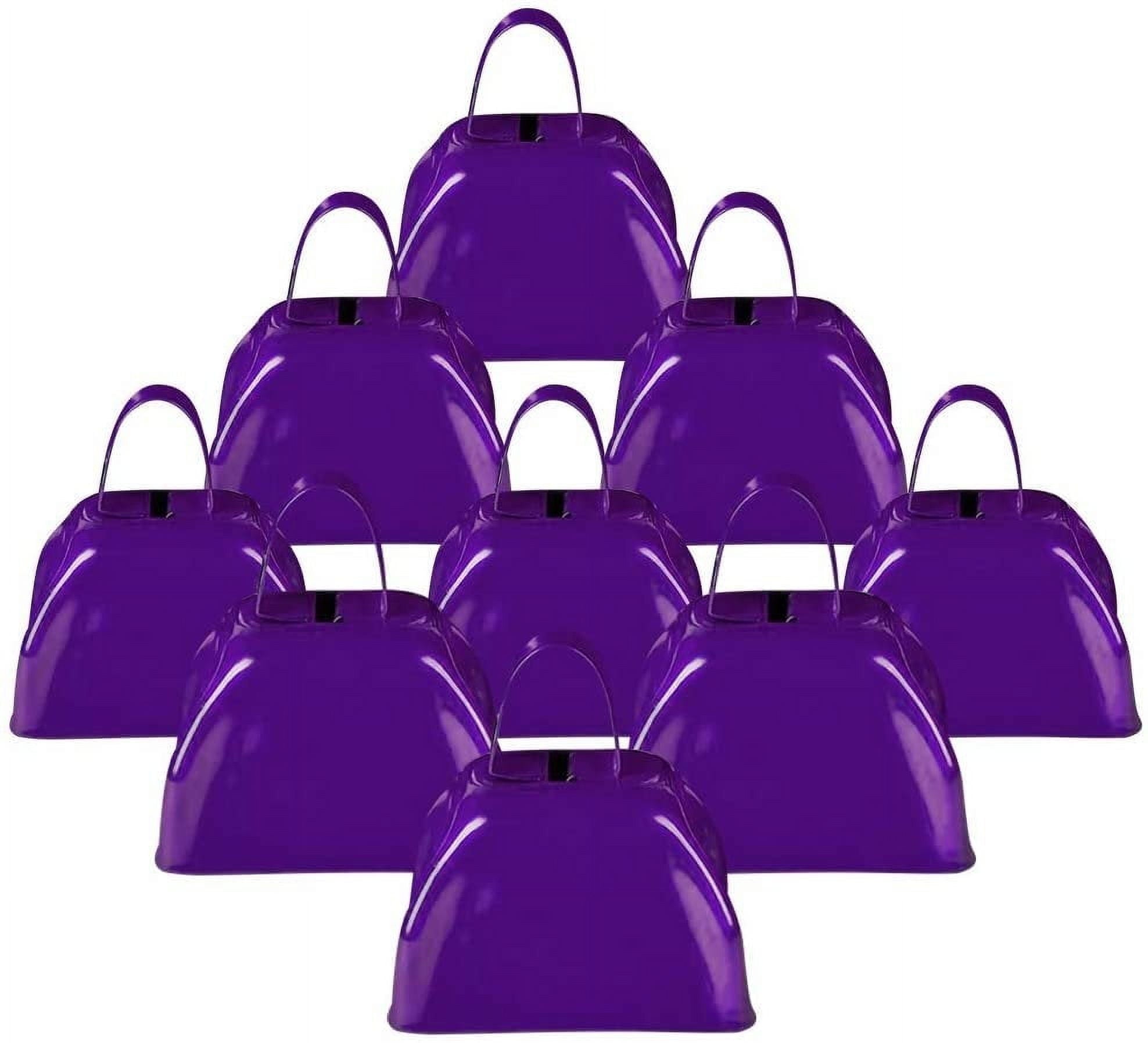 ArtCreativity 3" Purple Metal Cowbell Noisemakers - pack of 12 - Loud Sports & Party Noise Makers