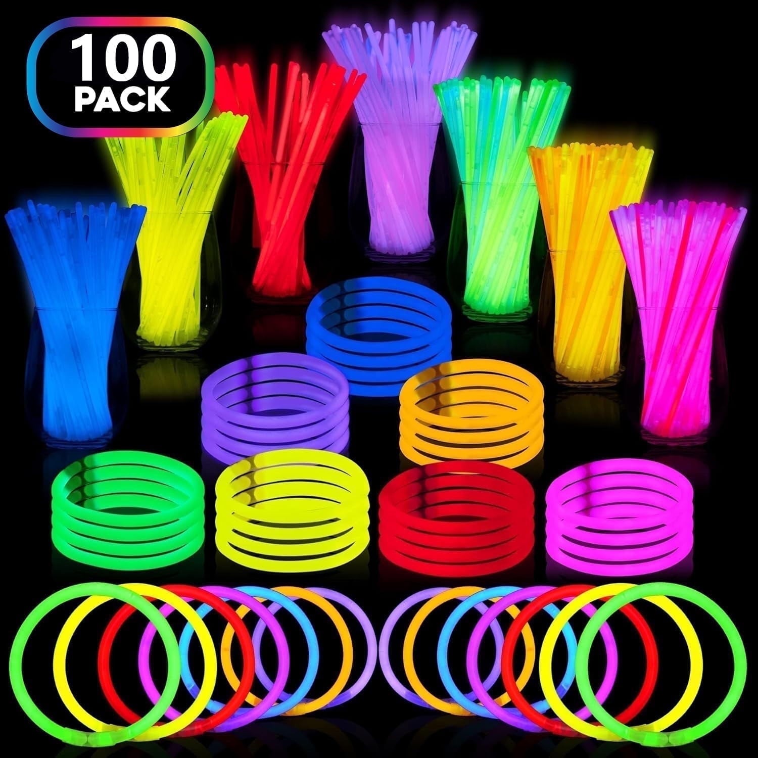 Ayieyill 300pcs Glow Sticks Bulk Party Pack 8" Halloween Glow Sticks for Kids Glow in the Dark Party Supplies