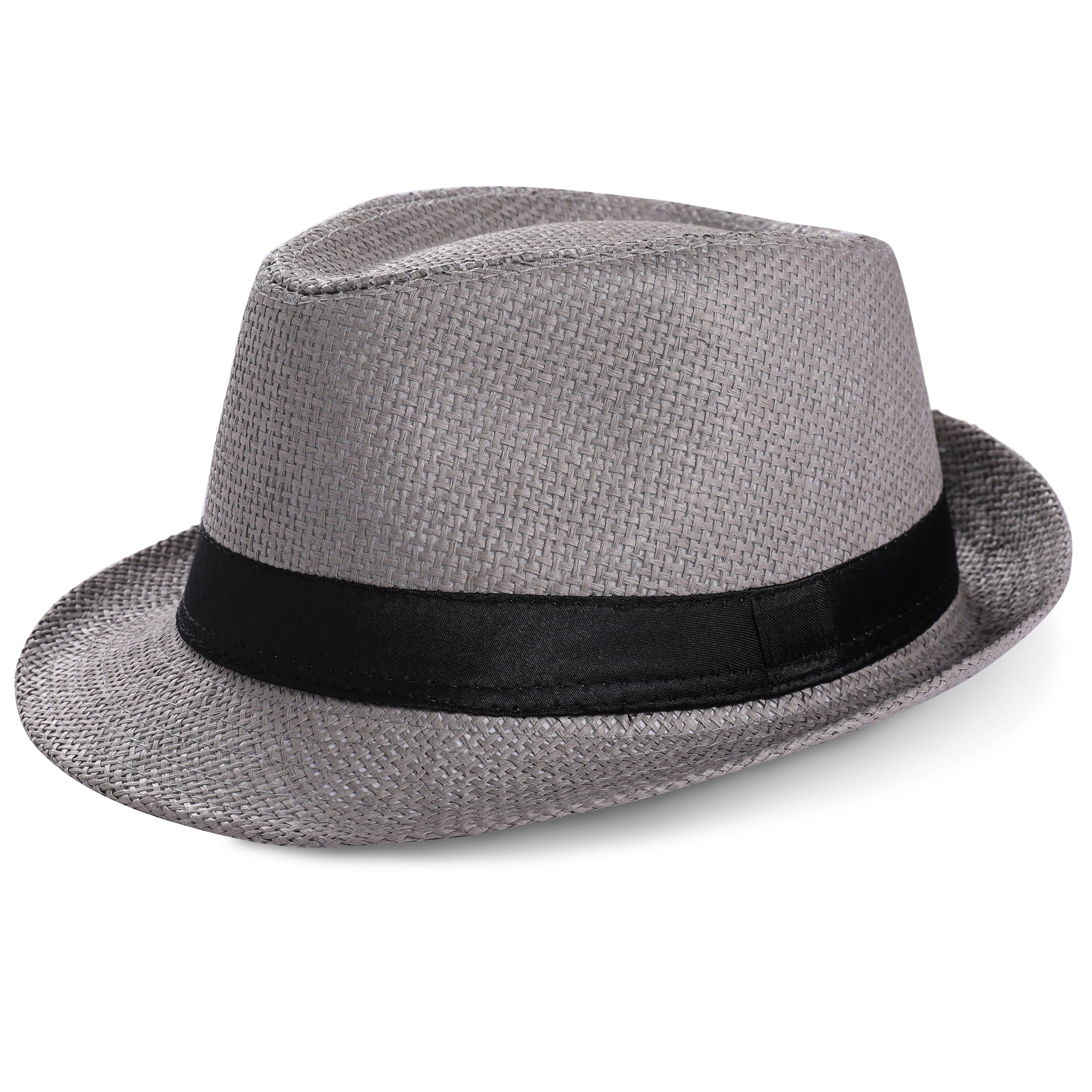 BABEYOND Straw Trilby Fedora Hat for Men-1920s Felt Panama Hat Short Brim Summer Cap with Ribbon