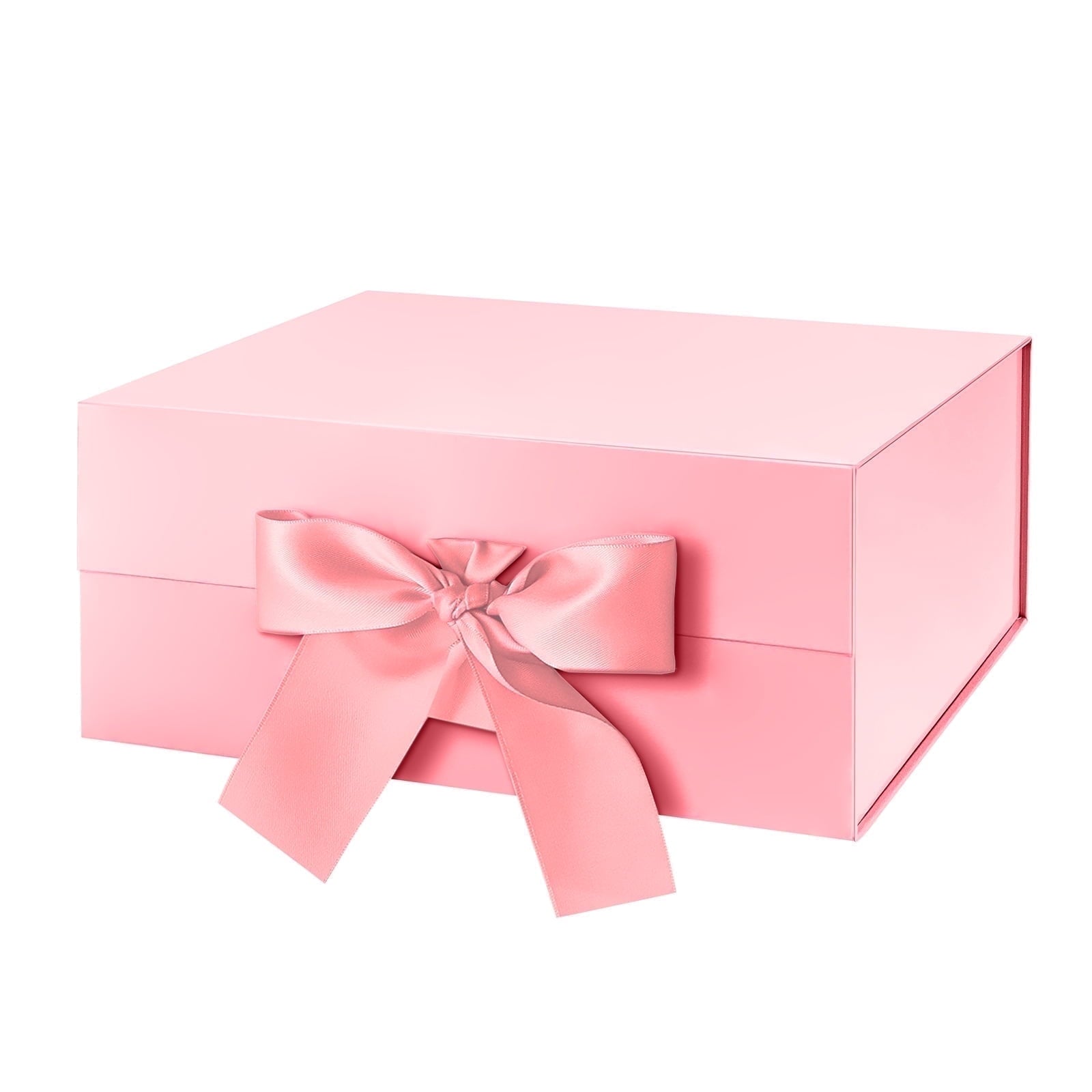 BAKIPACK 6 Extra Large Gift Boxes with Lids 17x11x2.5 inches Gift Wrap Boxes, Black Cloth Gift Boxes