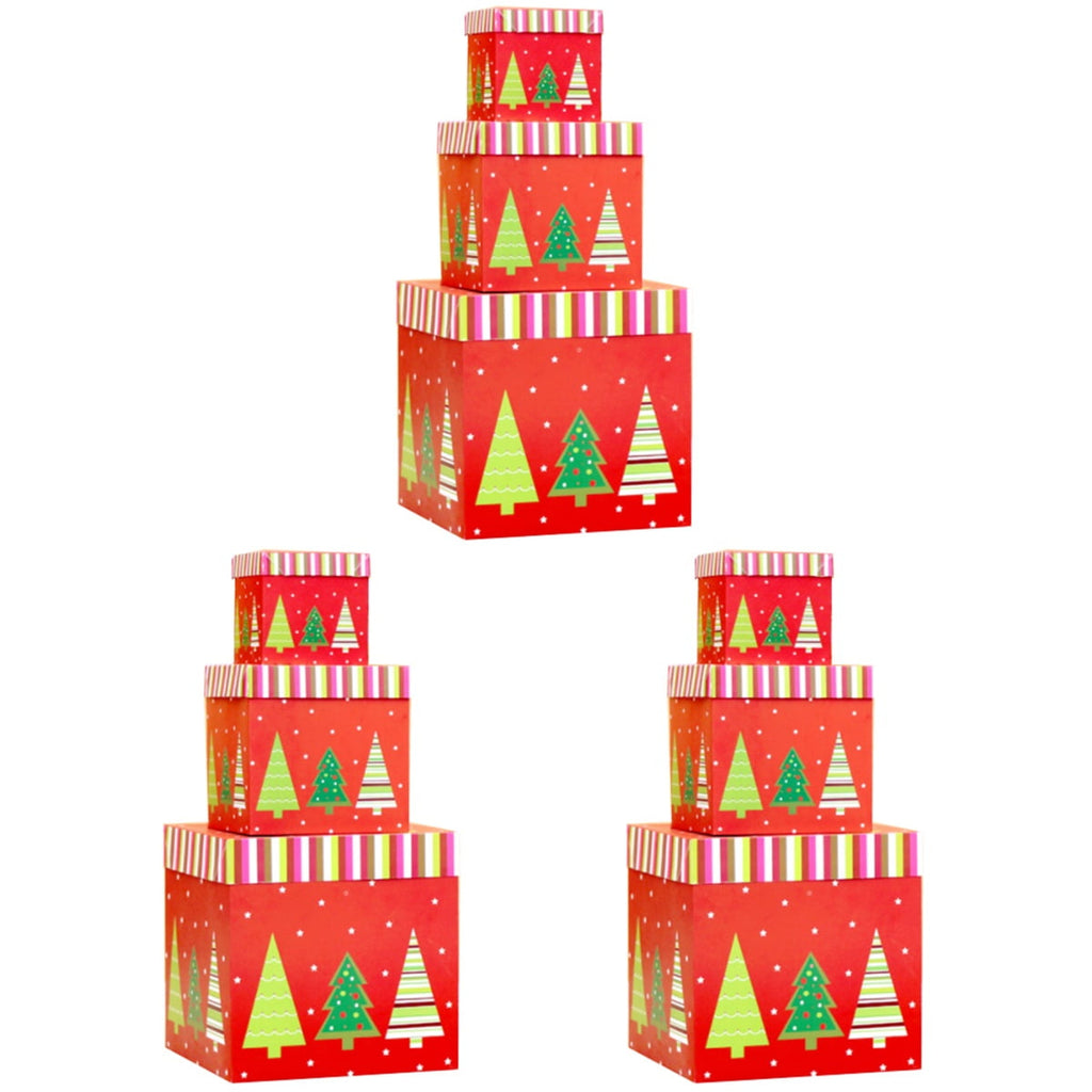 BERTDOMD 3 Sets 3pcs Xmas Sqaure Gift Packing Bag Gift Box Candy Box Gift Wrapping Case