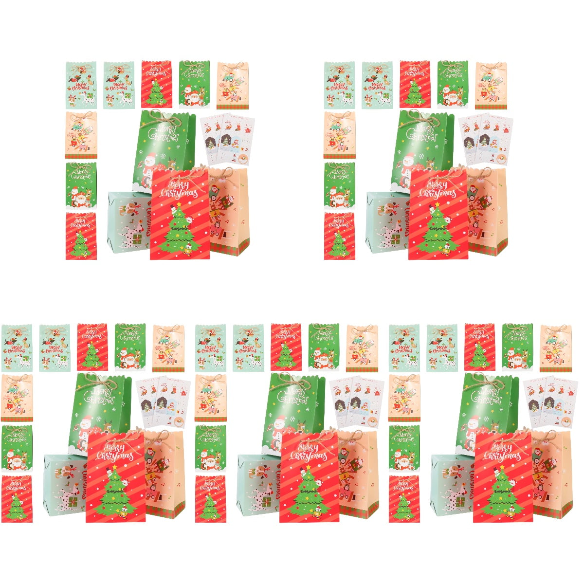 EXHUMKY Multi Color 5 Sets BERTDOMD Christmas Treat Bags Rectangular Wrapping Paper Storage Pouches Party Supplies