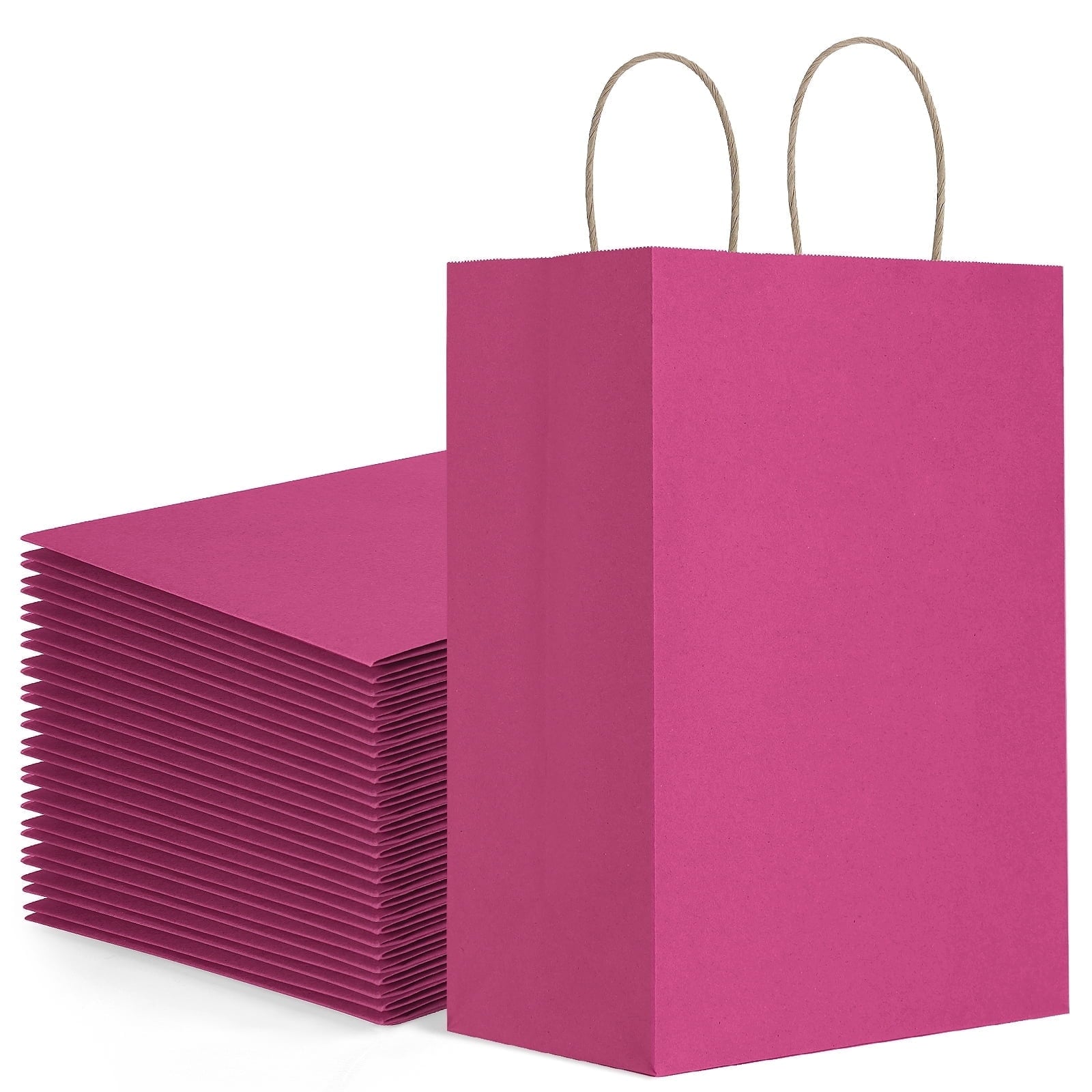 BagDream 100 Pack Red Gift Bags with Handles Medium Paper Treat Bags for Birthday, Christmas, Valentine's Day & Wedding, 8x4.25x10.5inches