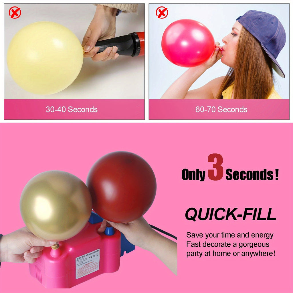 Balloon Pump, Balloon Pump Electric, Electric Balloon Pump At Home, Portable Air Blower With Dual Nozzle Balloon Air Pump For Decoration, Party And Save Time, Without Battery