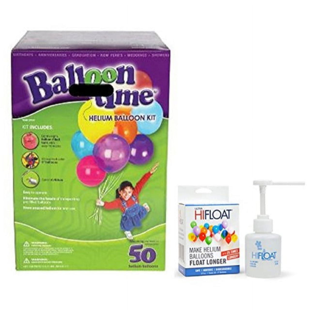 Balloon Time Disposable Helium Kit ,Tank 14.9 cu.ft Plus an Ultra HiFloat Party Balloons will Float for Several Days 50 Ballo