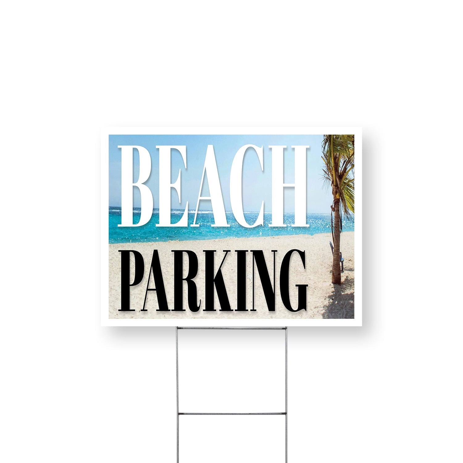 Beach Parking Yard Sign 12 Inch x 16 Inch Single Sided Weatherproof Heavy-Duty Plastic with Stake | Coastal Signage, Clear Directions, Durable for Outdoor Use | Made in USA