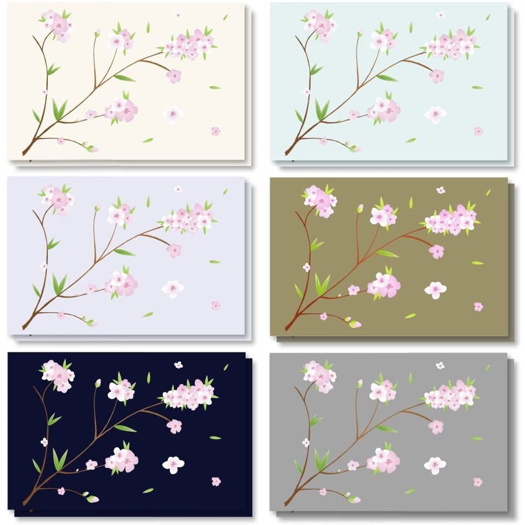 120 Pack Cherry Blossom Note Cards with Envelopes - Thank You, Wedding, Business, Birthday, All Occasion Spring Card (6 Floral Designs, 4x6 In) Blank Note Cards and Envelopes